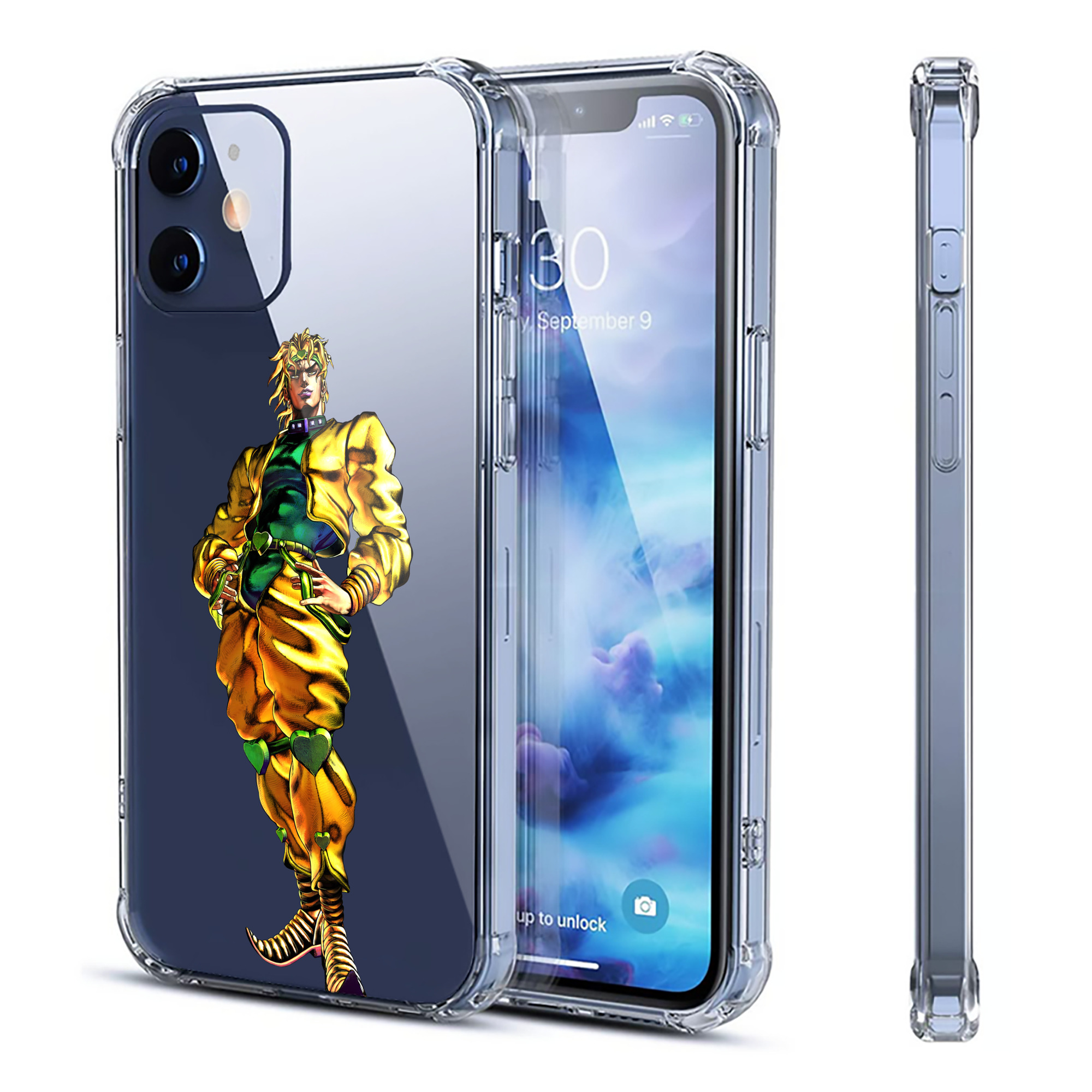（画像用） ジョジョの奇妙な冒険 ディオ?ブランドー JoJo's Bizarre Adventure Dio Brando 【iPhone 12シリーズ対応】透明スマホケース（クリアソフトケース）